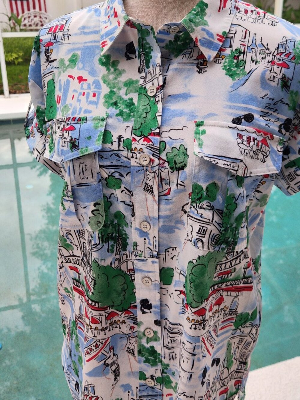Karl Lagerfeld "live from Paris" button front shirt